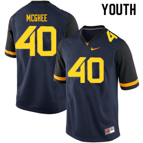 Youth West Virginia Mountaineers NCAA #40 Kolton McGhee Navy Authentic Nike Stitched College Football Jersey JK15A75MG